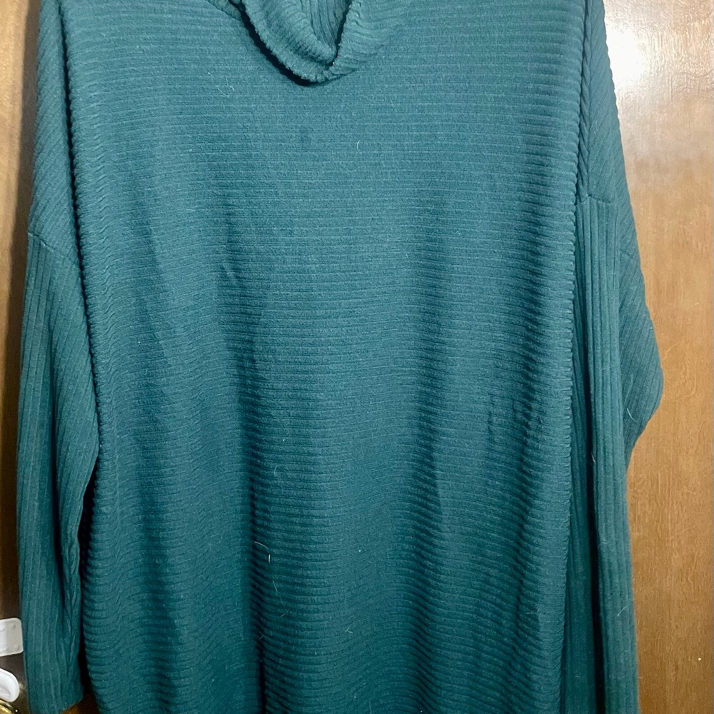 Time and Tru Teal Knit Cowl Neck Top